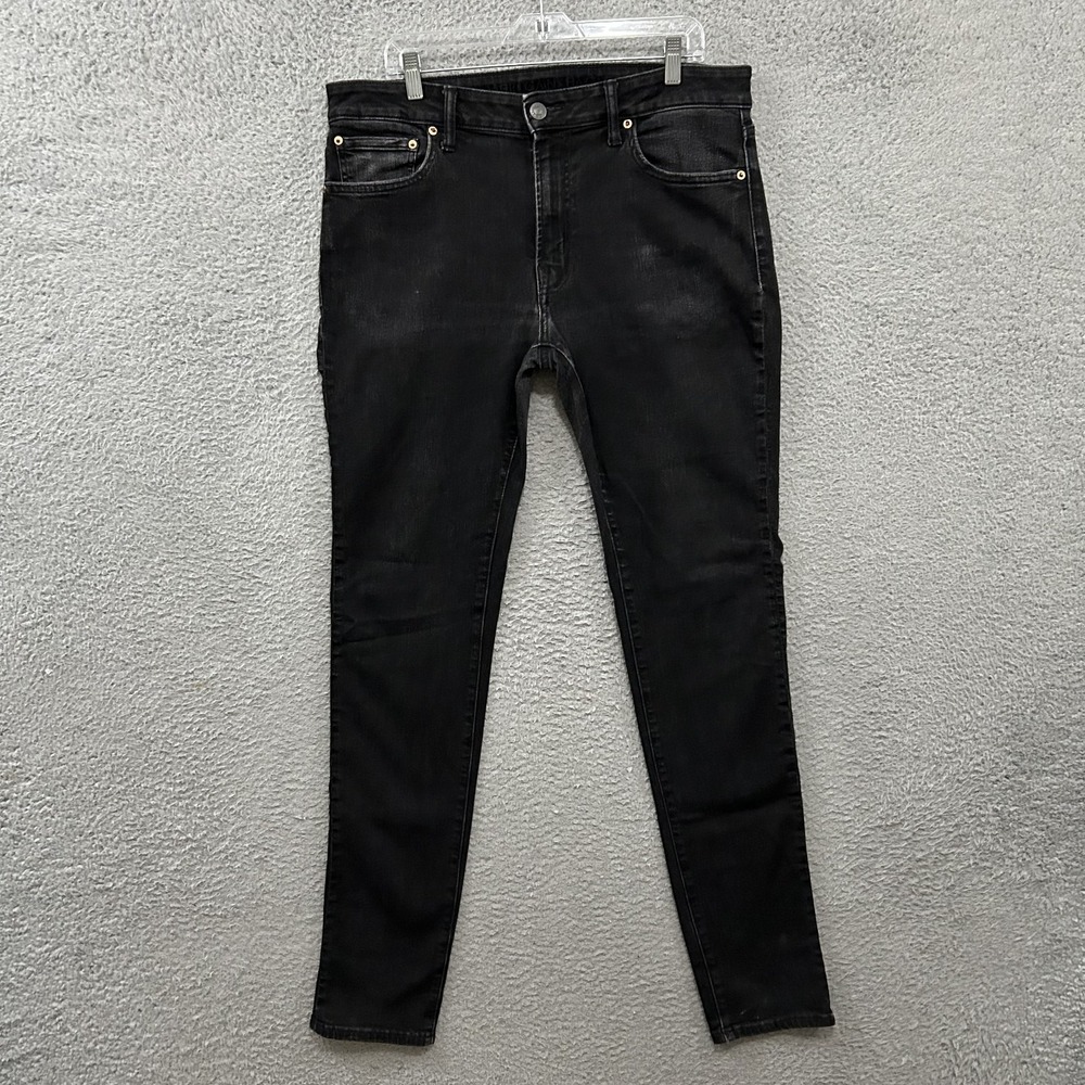 American Eagle Jeans Mens 36x36 Black Denim Athletic Skinny Airflex+ Adult